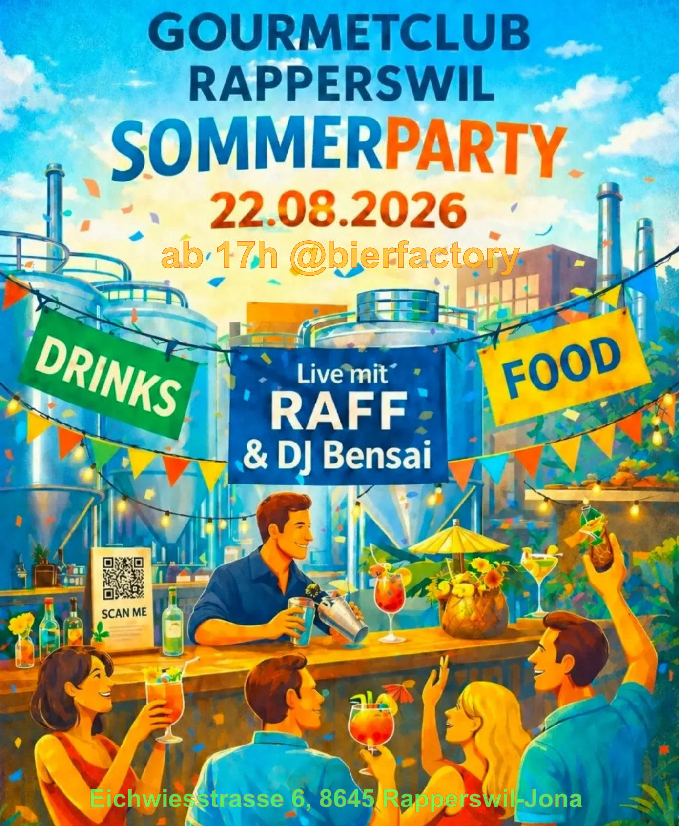 Flyer Sommerparty Gourmetclub Rapperswil